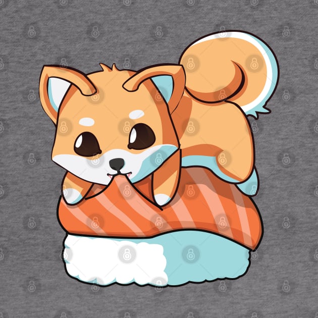 Shiba Salmon Sushi T-Shirt by Myanko